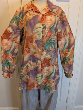 Vintage Patchington Floral Watercolor Blazer in Peach, Lavender & Teal